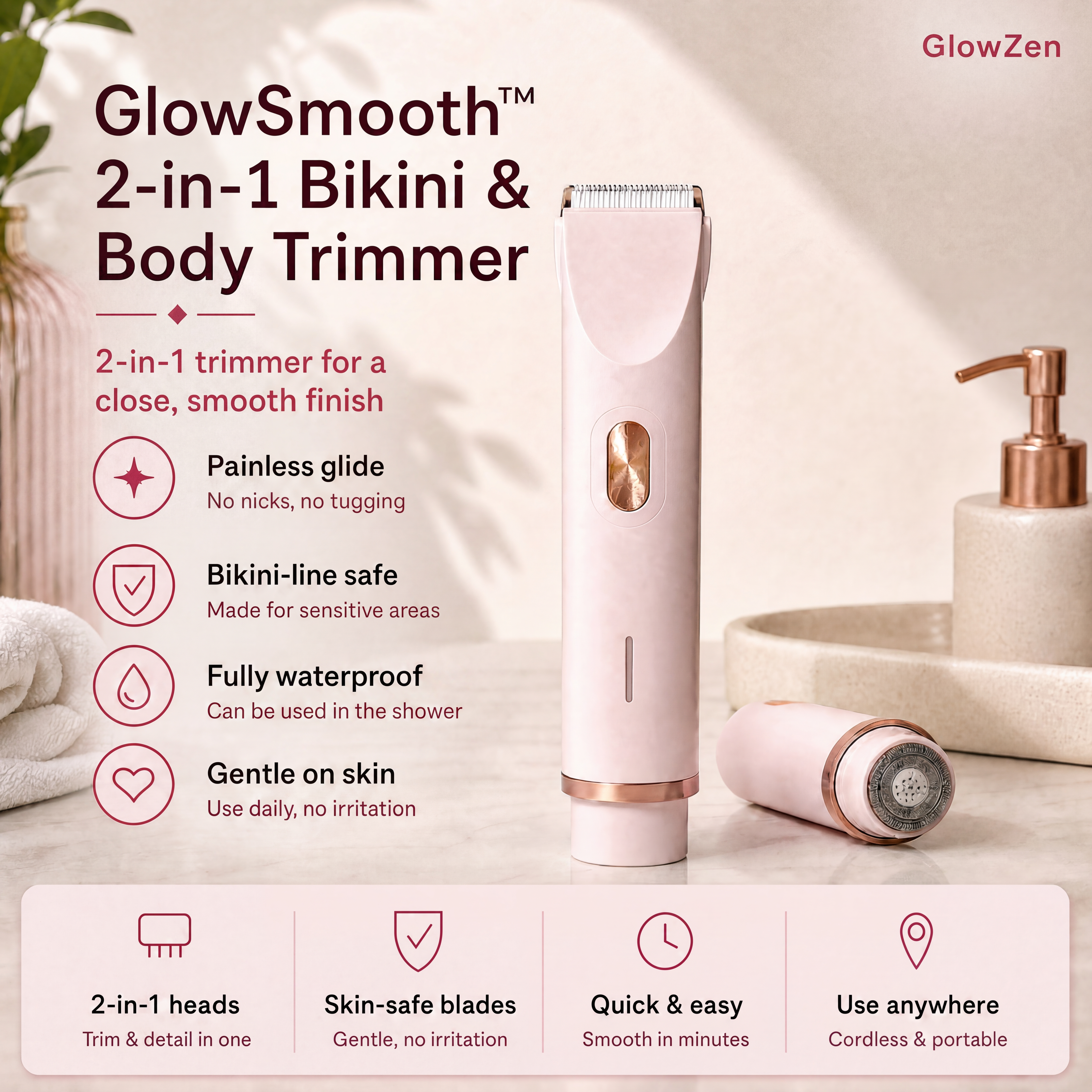 GlowSmooth™ 2-in-1 Bikini & Body Trimmer.