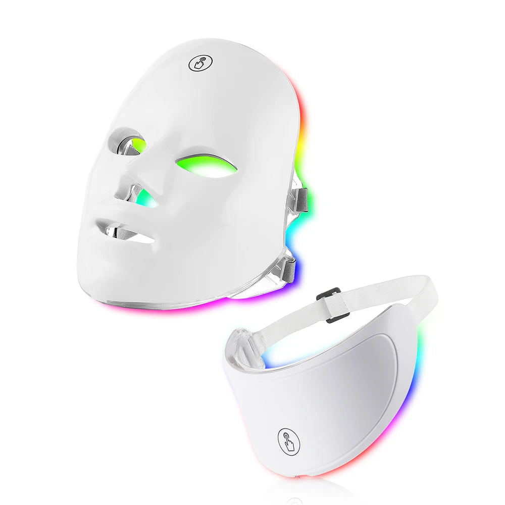 7 Colors LED Facial Mask With Neck Red Light Therapy Mask