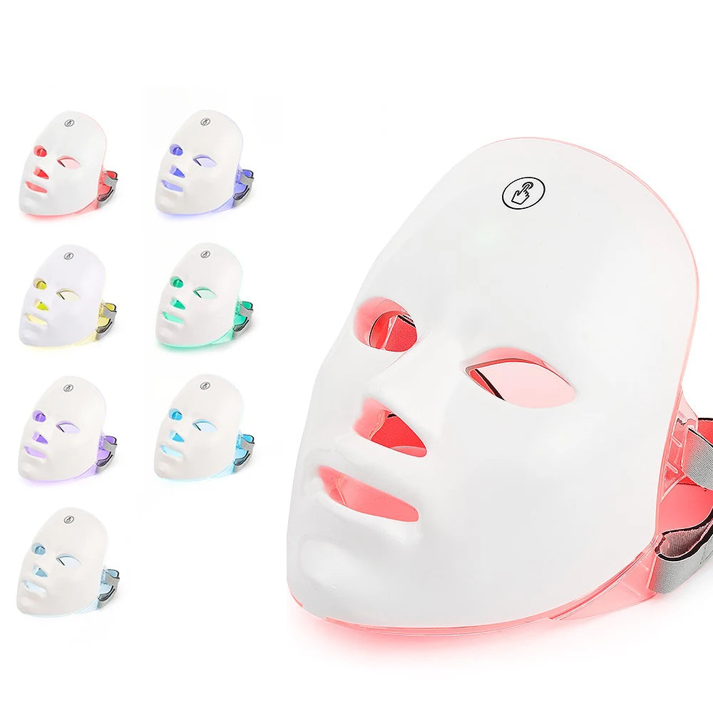 7 Colors LED Facial Mask With Neck Red Light Therapy Mask