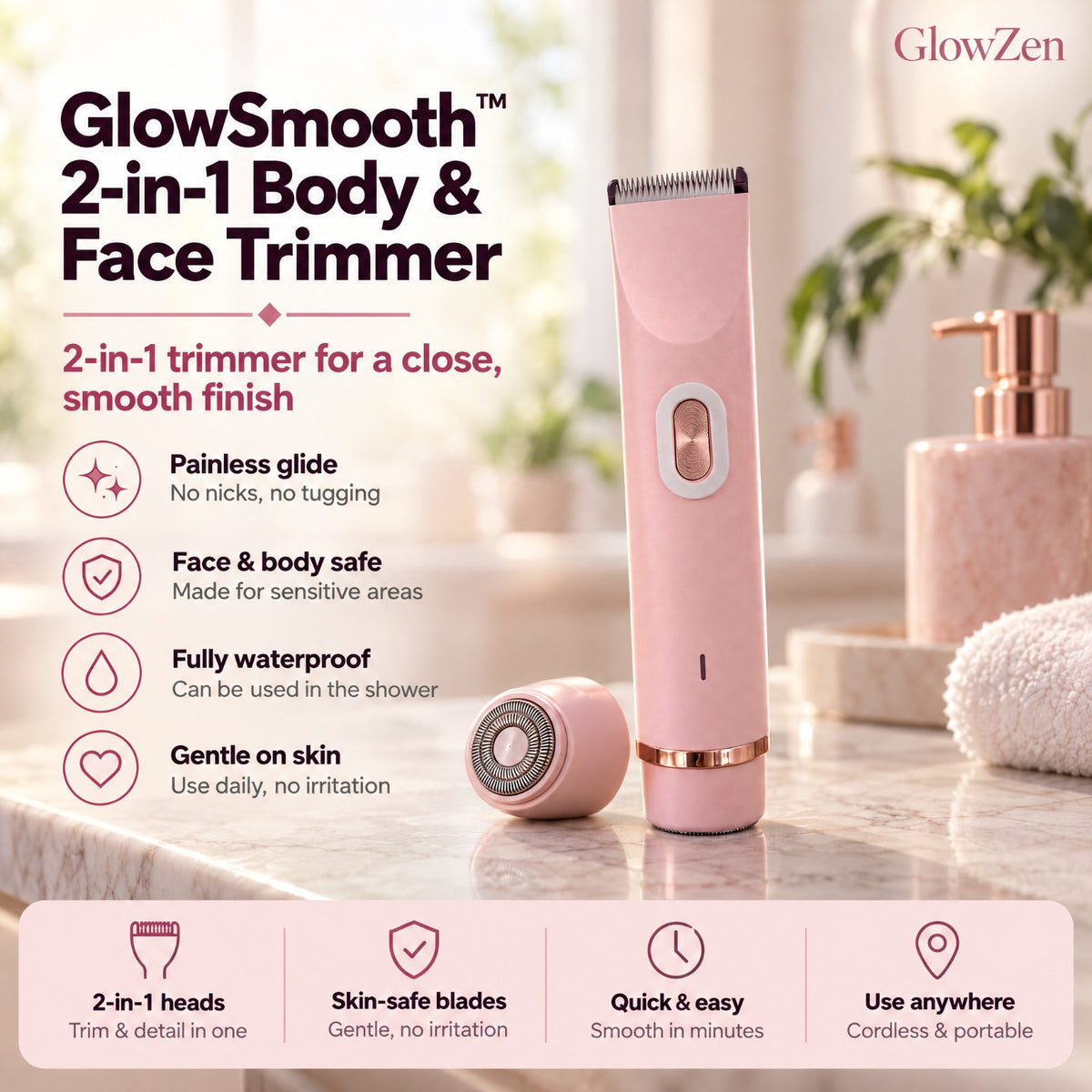 GlowSmooth™ 2-in-1 Body & Face Trimmer