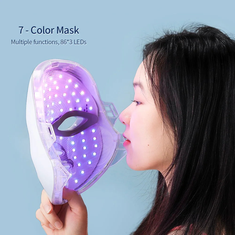 7 Colors LED Facial Mask With Neck Red Light Therapy Mask